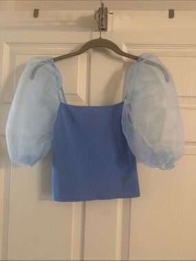 Cinderella like Blue puffy sleeve crop top.
